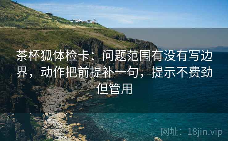 茶杯狐体检卡：问题范围有没有写边界，动作把前提补一句，提示不费劲但管用